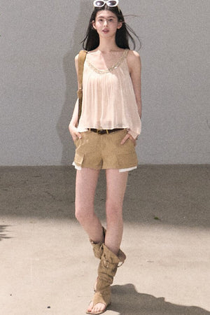 Color-Blocked Linen Pants