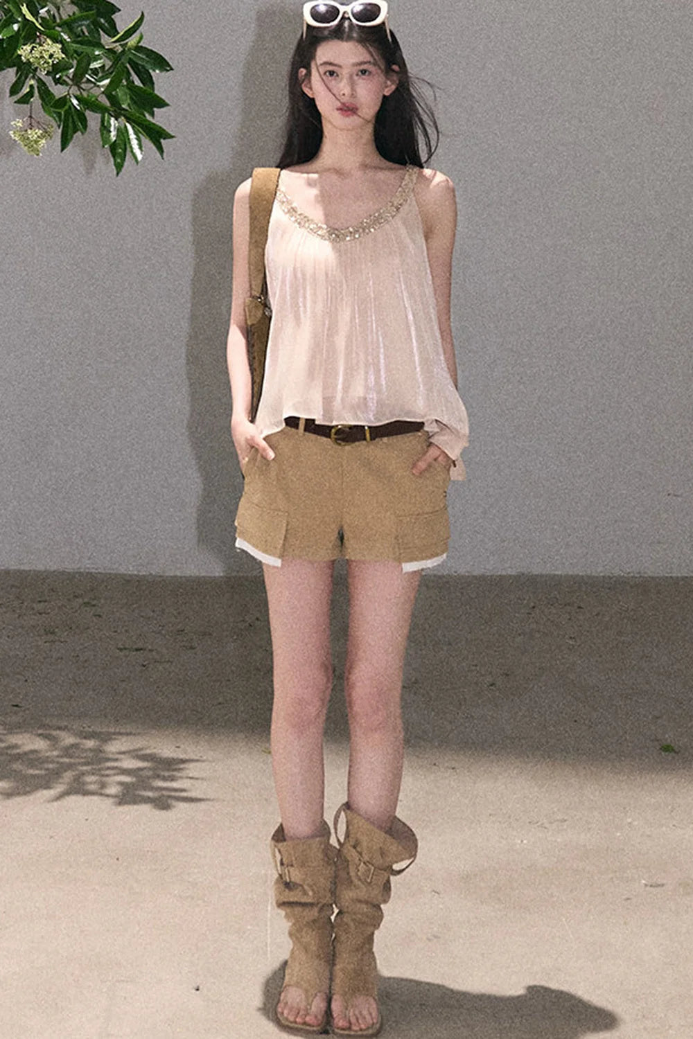 Color-Blocked Linen Pants