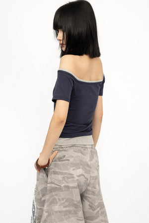 Color-Blocked Off-Shoulder Top