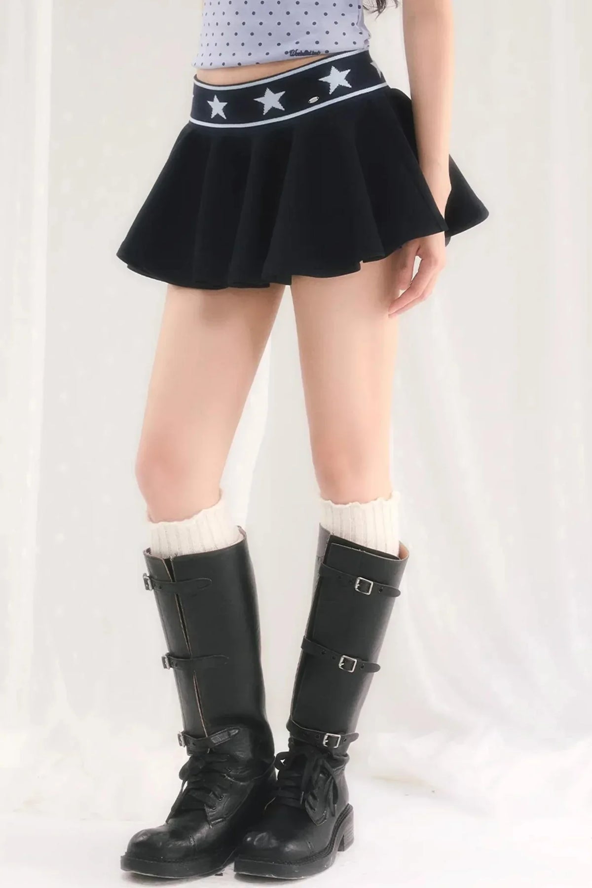 Color-Blocked Pleated Skirt