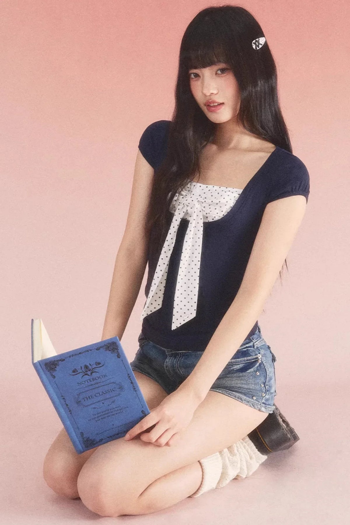 Color-Blocked Polka Dot Top