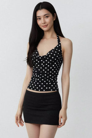 Color-Blocked Polka Dot Top