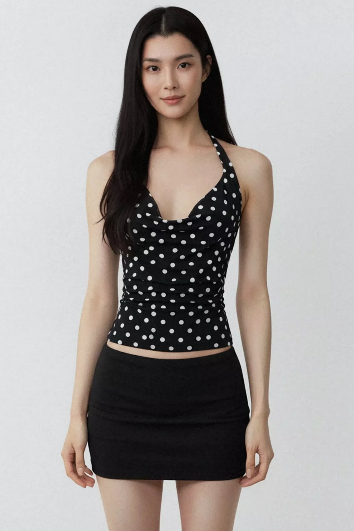 Color-Blocked Polka Dot Top