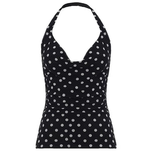 Color-Blocked Polka Dot Top