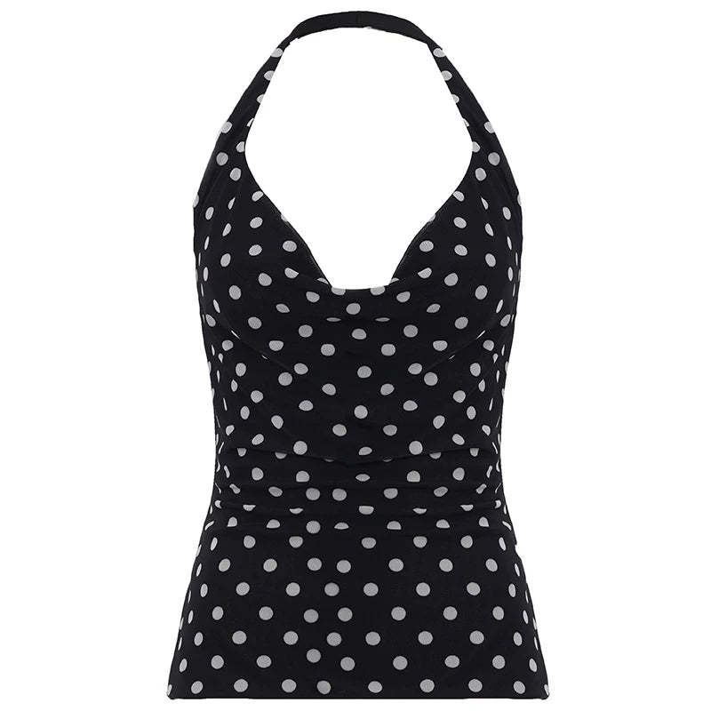 Color-Blocked Polka Dot Top