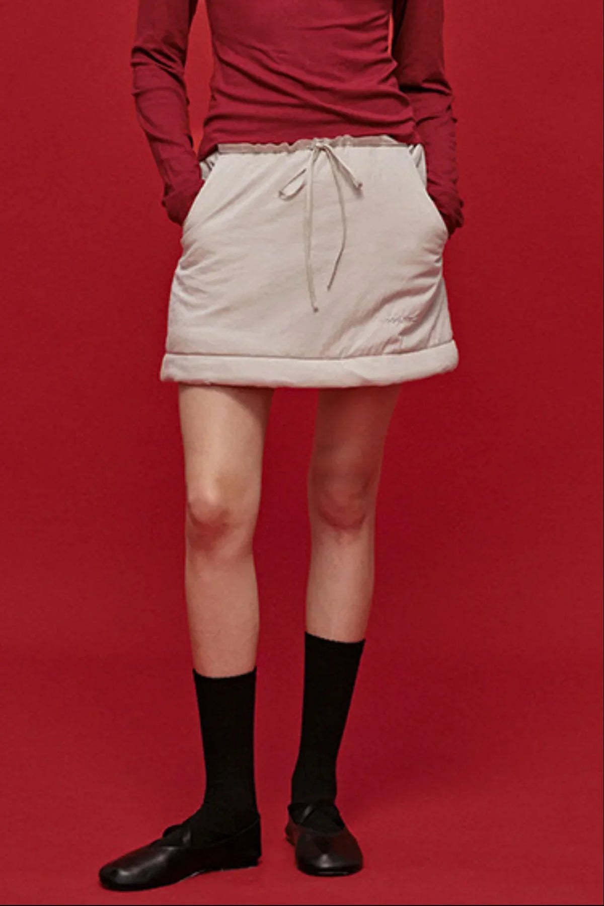 Color-Blocked Quilted Half Skirt