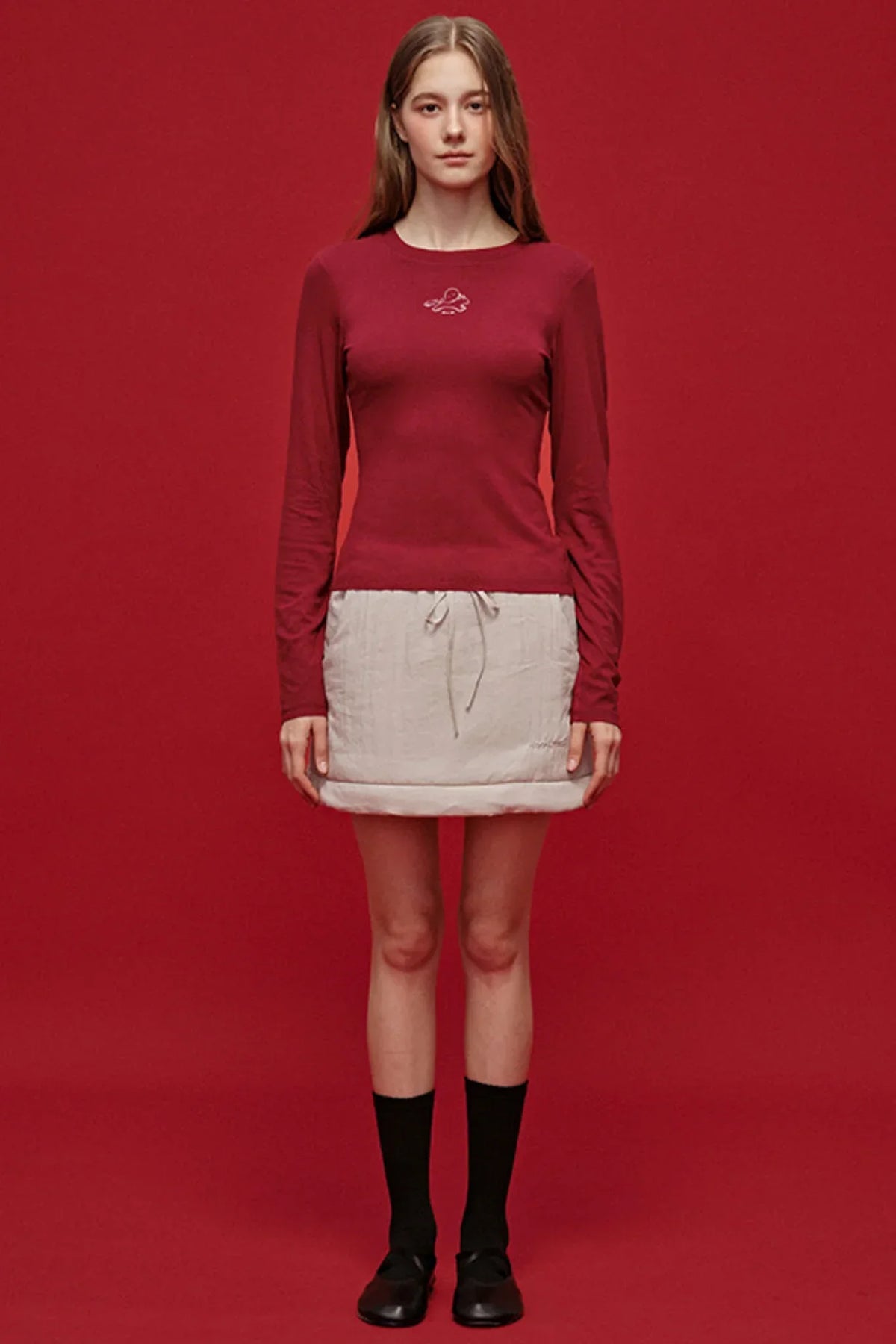 Color-Blocked Quilted Half Skirt