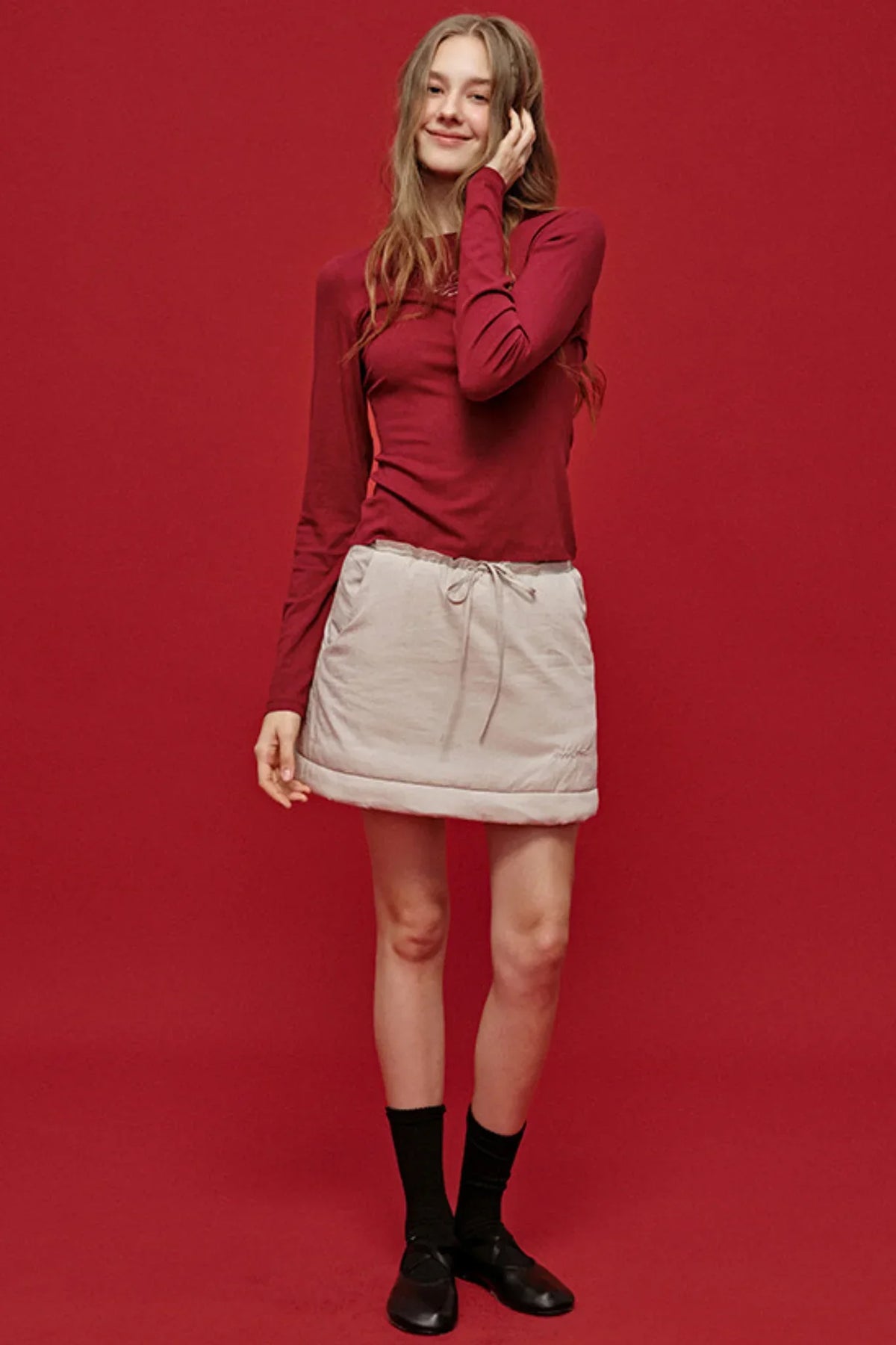 Color-Blocked Quilted Half Skirt