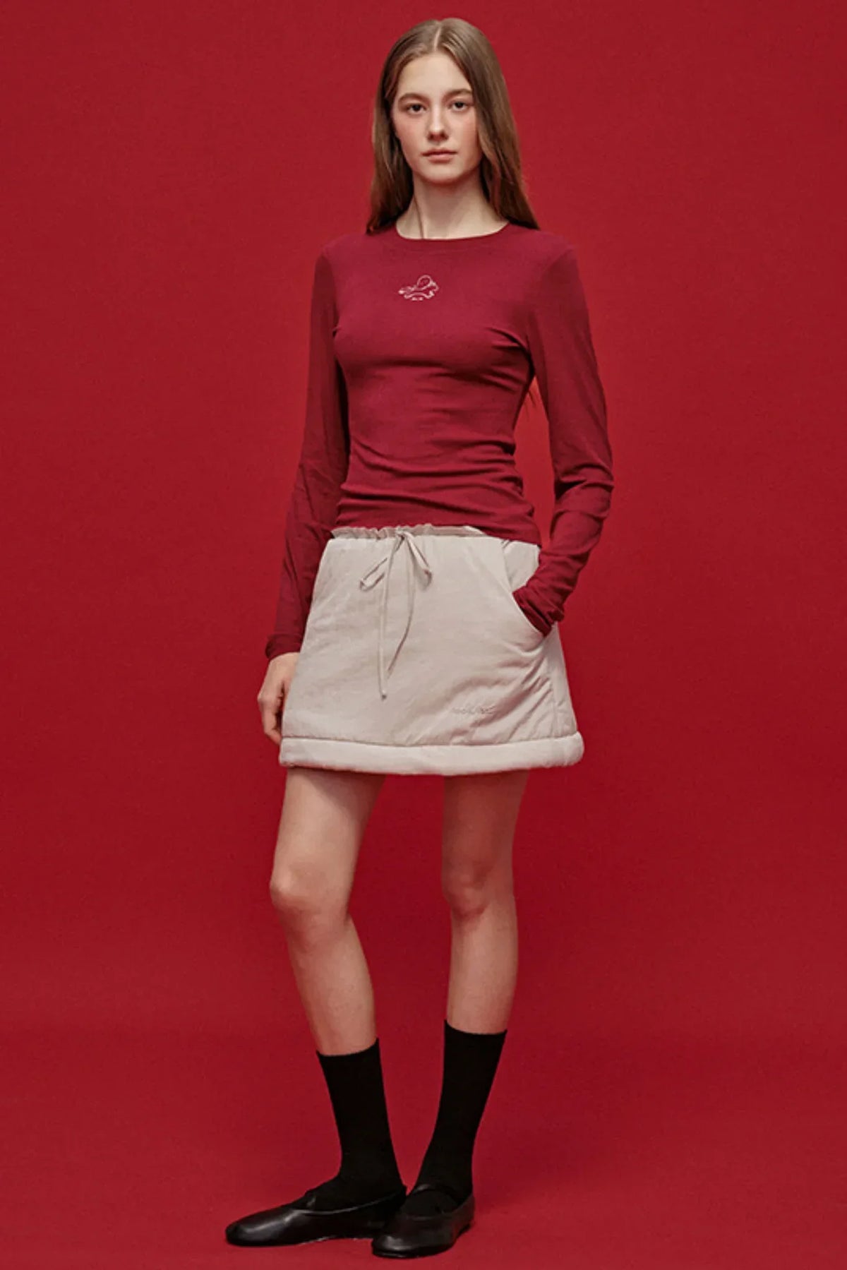 Color-Blocked Quilted Half Skirt