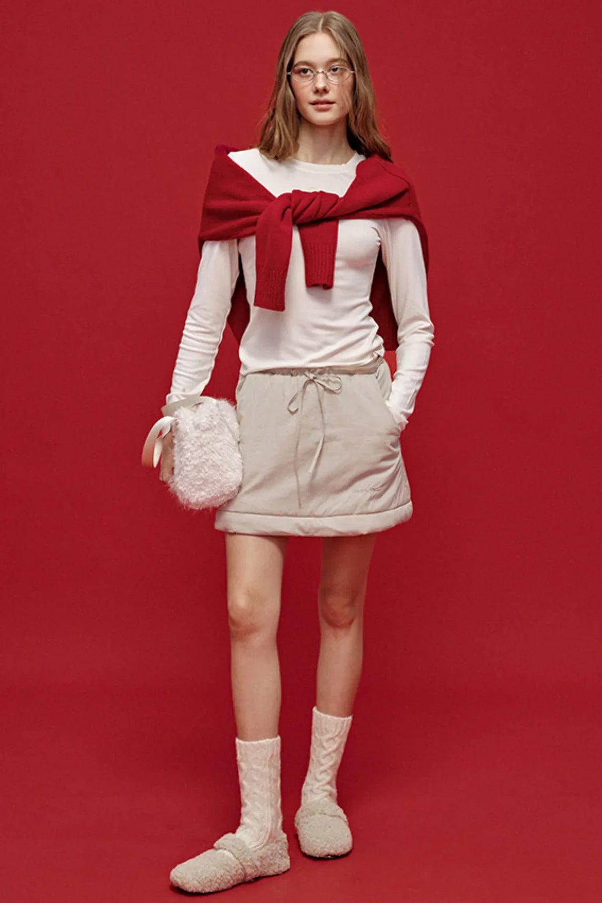 Color-Blocked Quilted Half Skirt