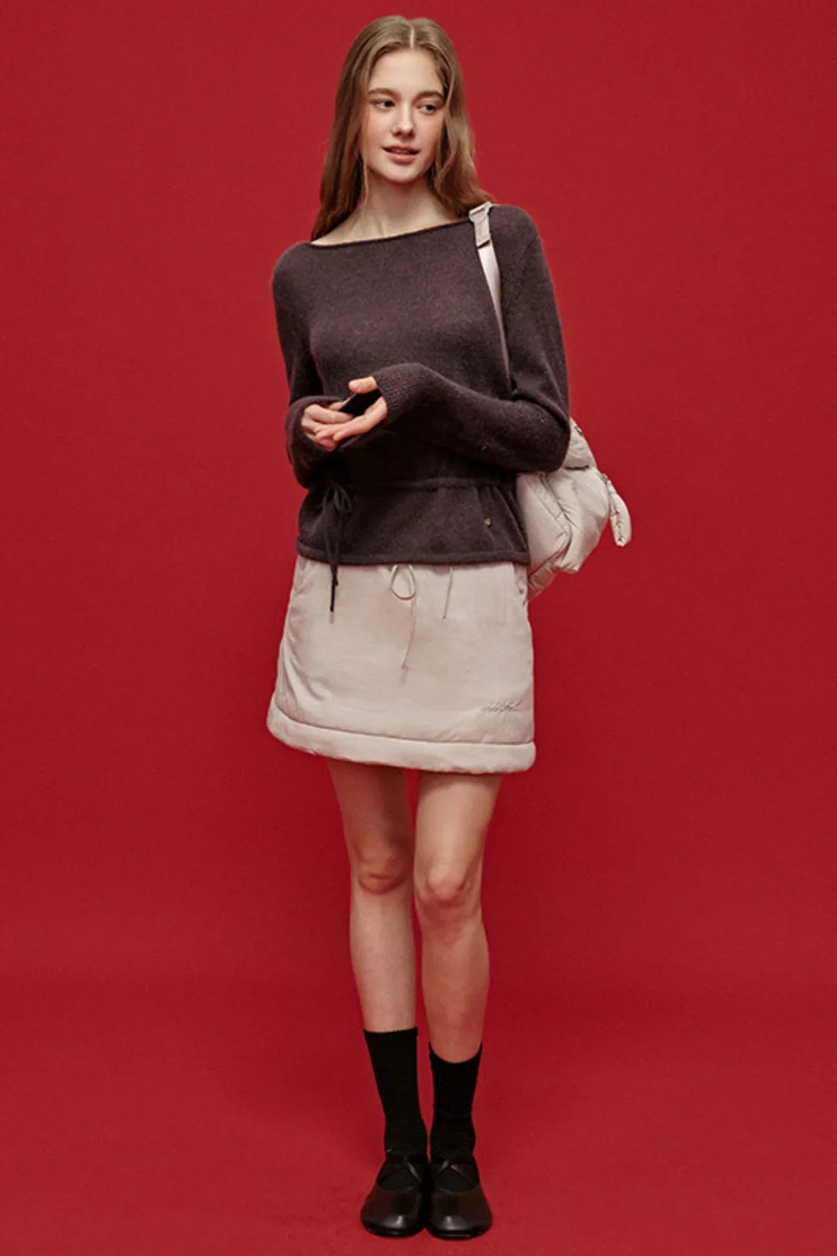 Color-Blocked Quilted Half Skirt