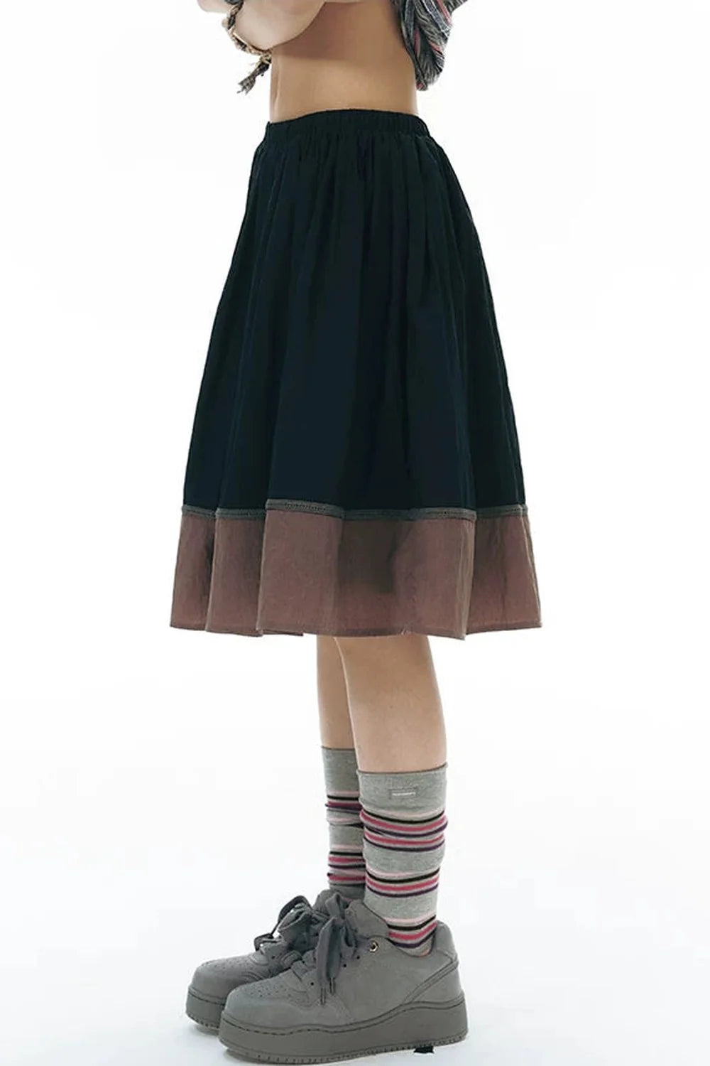 Color-Blocked Ribbon Skirt