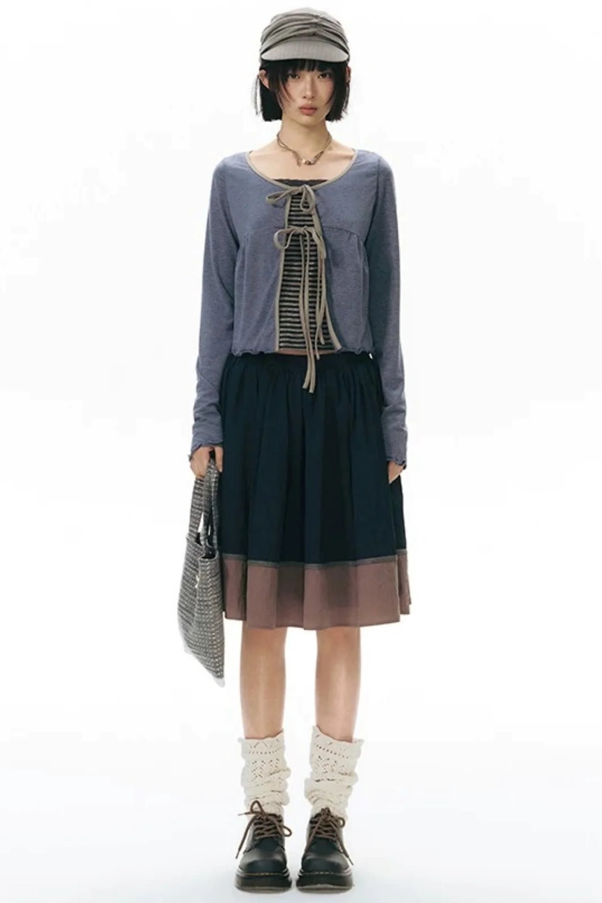 Color-Blocked Ribbon Skirt