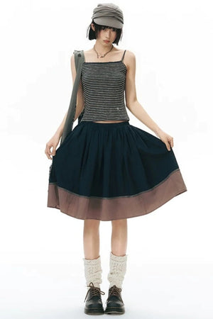Color-Blocked Ribbon Skirt