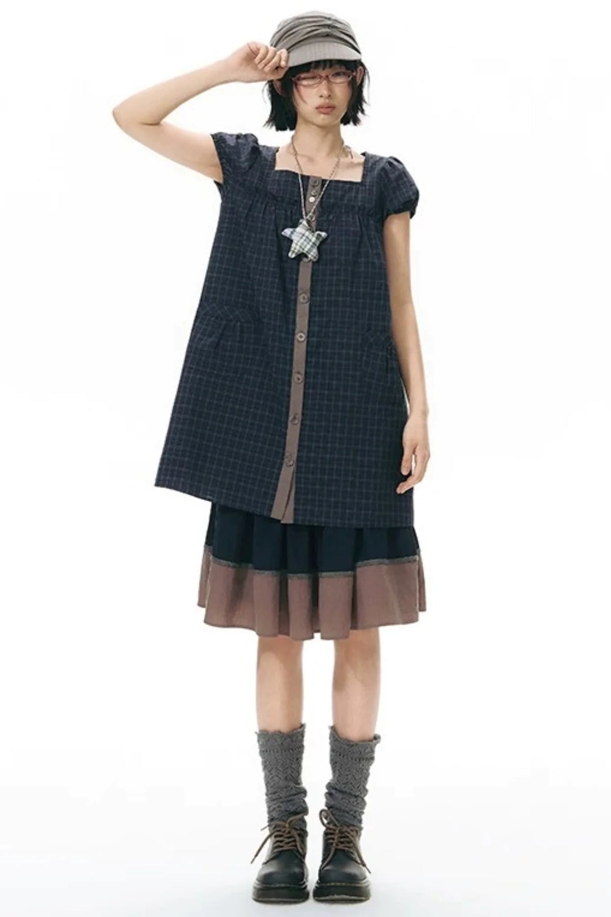 Color-Blocked Ribbon Skirt