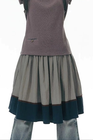 Color-Blocked Ribbon Skirt