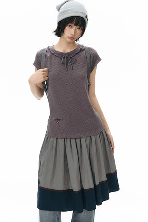Color-Blocked Ribbon Skirt