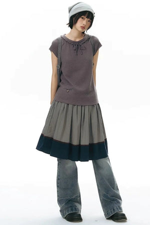 Color-Blocked Ribbon Skirt