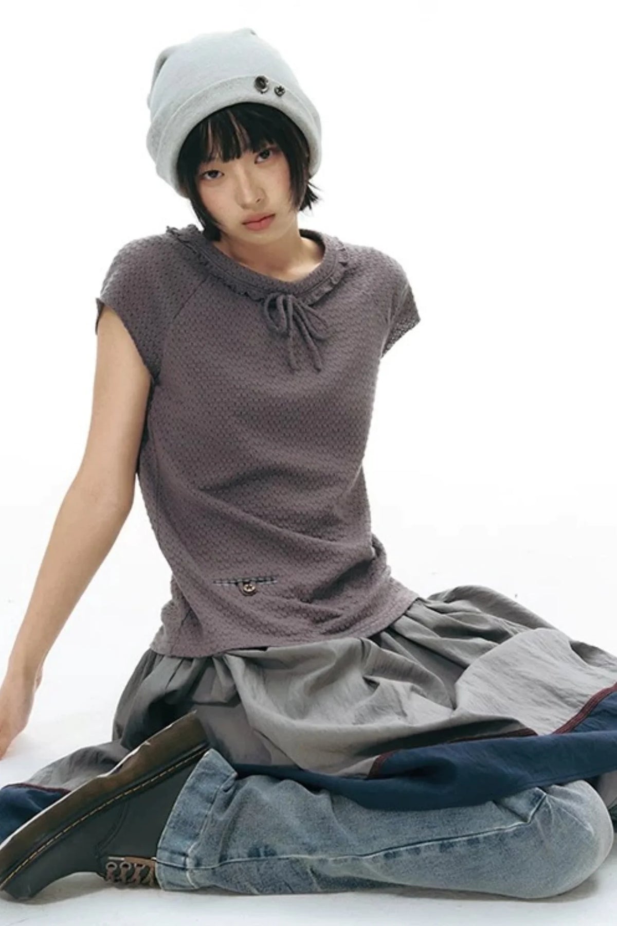 Color-Blocked Ribbon Skirt