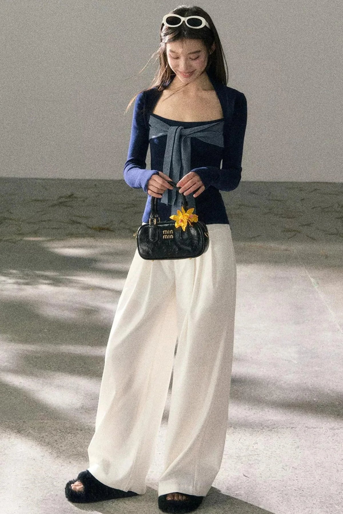 Color-Blocked Square Neck Knit Top Set-Up