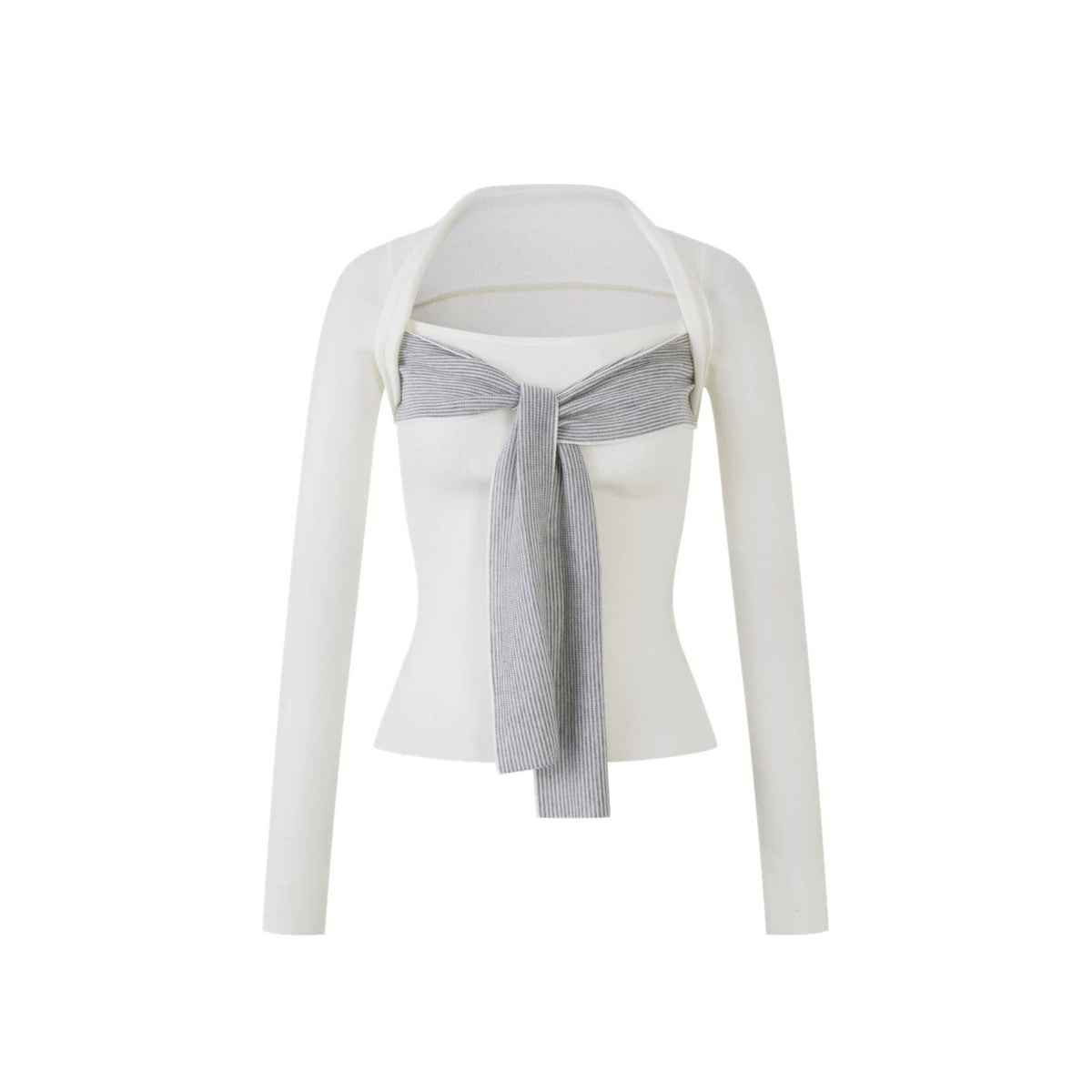 Color-Blocked Square Neck Knit Top Set-Up
