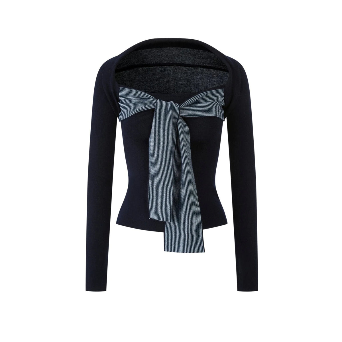 Color-Blocked Square Neck Knit Top Set-Up