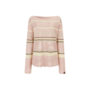 Color-Blocked Striped Knit Blouse