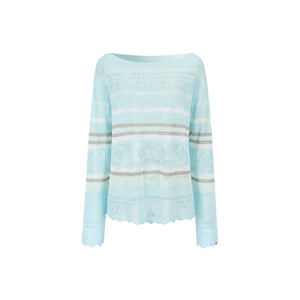Color-Blocked Striped Knit Blouse