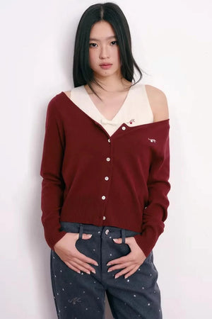 Color-Blocked Velvet Knit Cardigan