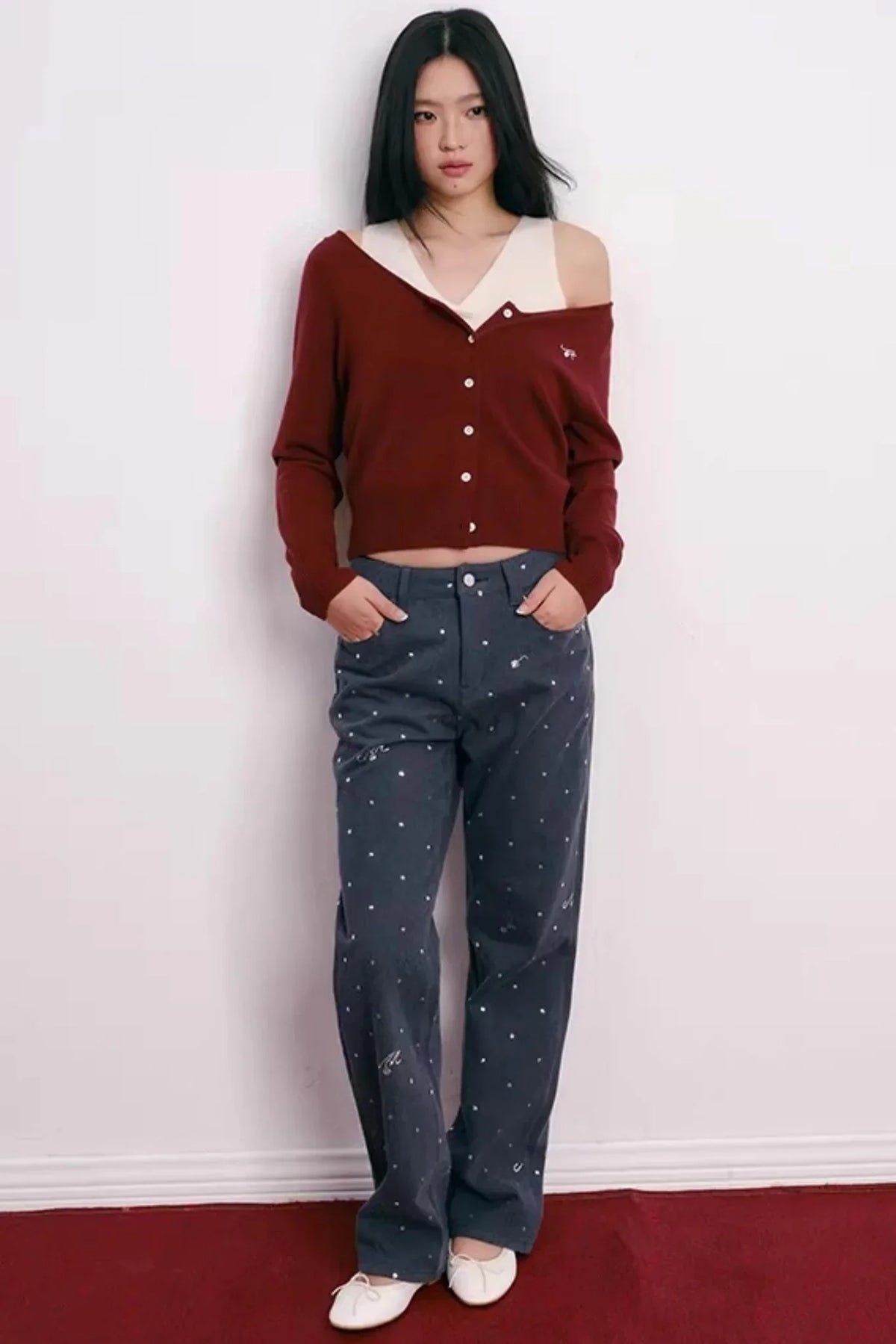 Color-Blocked Velvet Knit Cardigan