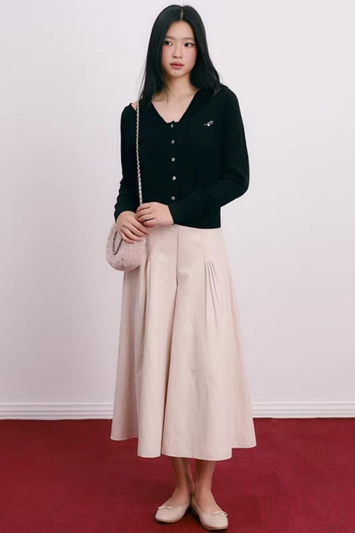 Color-Blocked Velvet Knit Cardigan