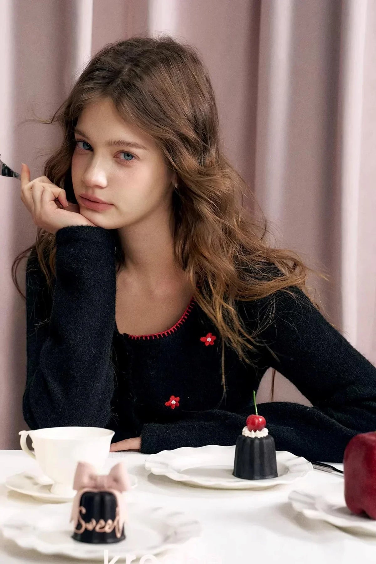 Color-Blocked Velvet Wool Cardigan