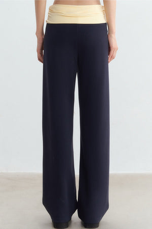 Color-Blocked Waistband Drawstring Pants