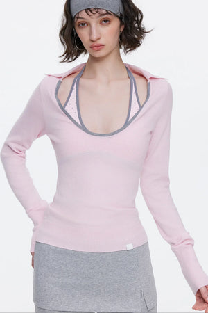 Color-Blocked Wool Knit Top Set-Up