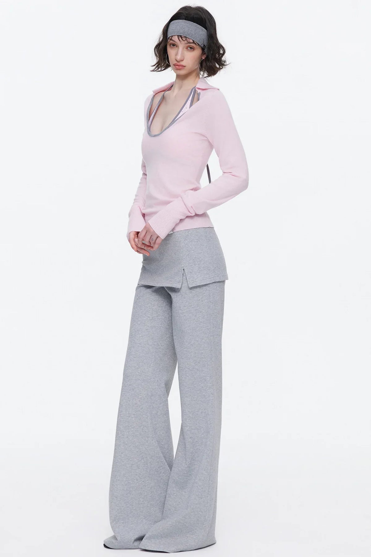 Color-Blocked Wool Knit Top Set-Up