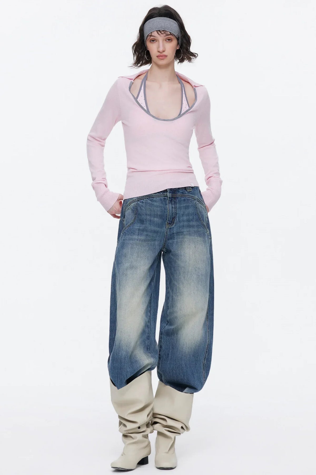 Color-Blocked Wool Knit Top Set-Up