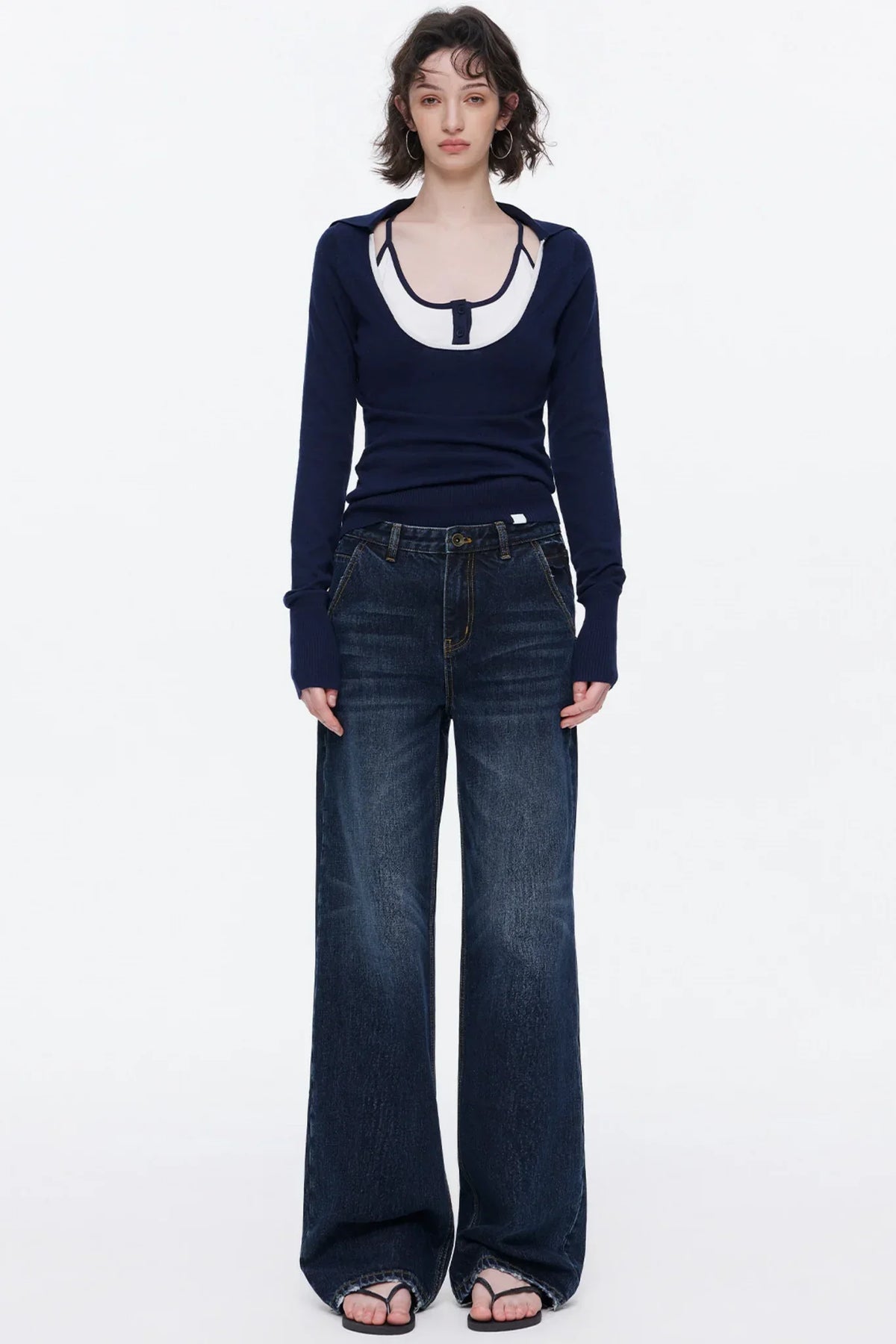 Color-Blocked Wool Knit Top Set-Up