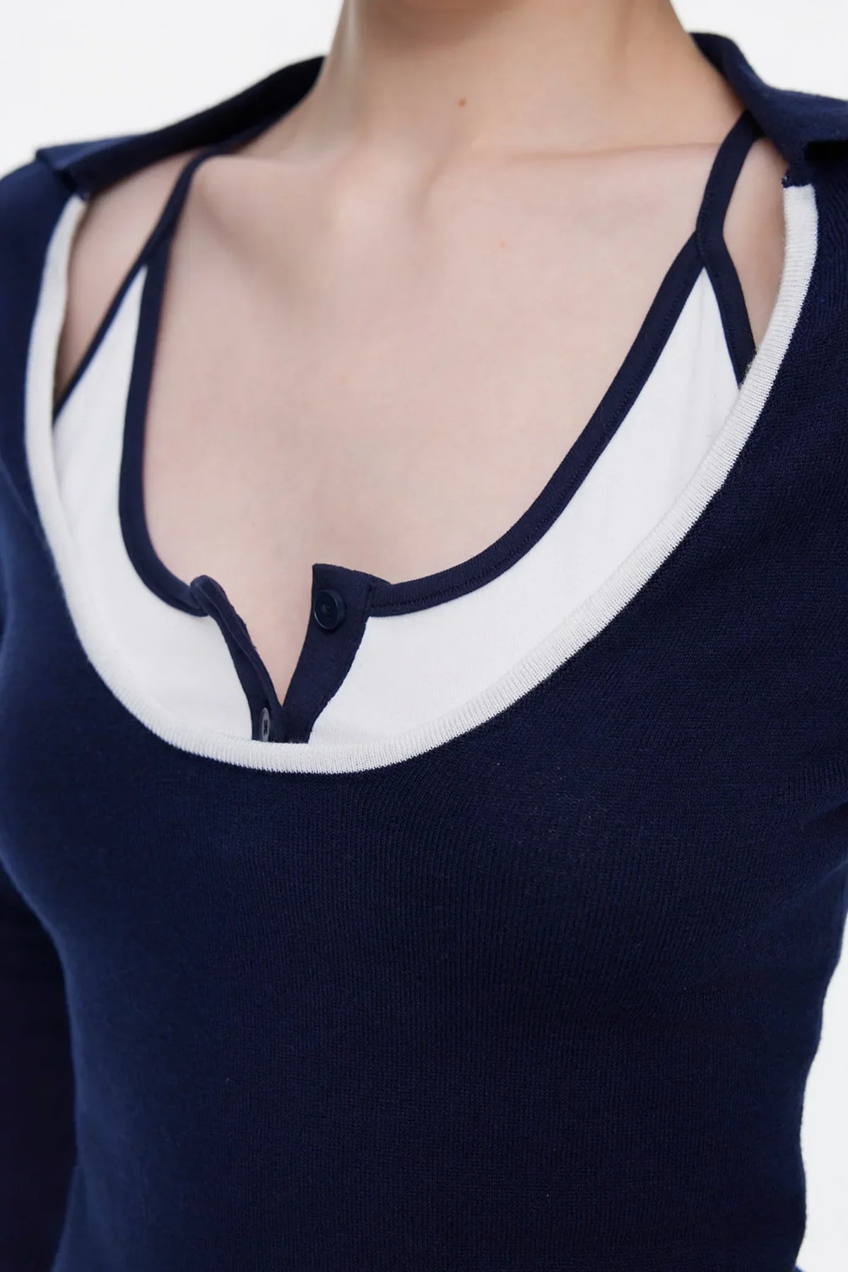 Color-Blocked Wool Knit Top Set-Up