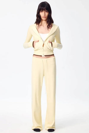Color-Blocked Zipper Sweatshirt Top Set-Up