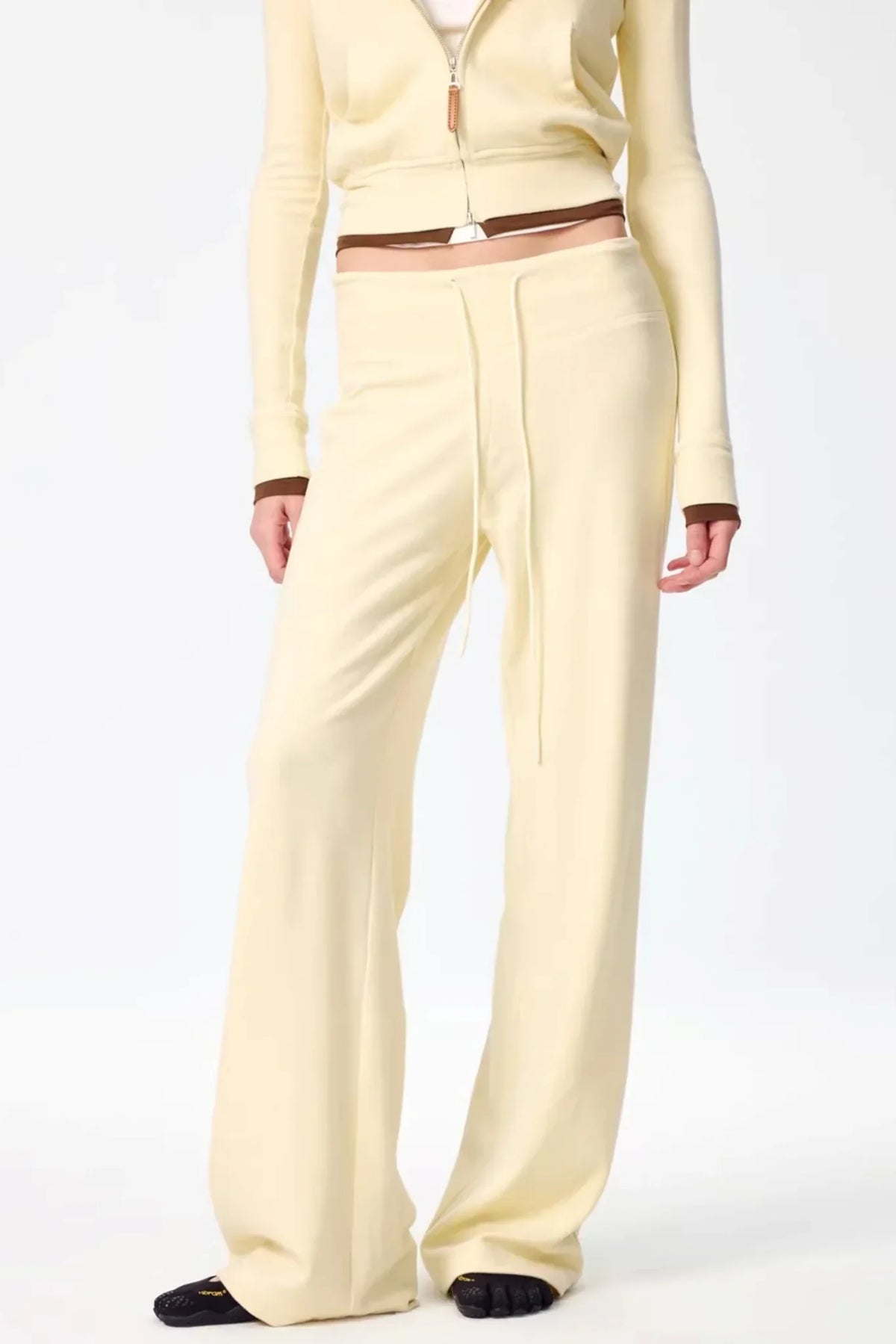 Color-Blocked Zipper Sweatshirt Top Set-Up