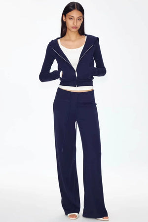 Color-Blocked Zipper Sweatshirt Top Set-Up