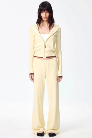 Color-Blocked Zipper Sweatshirt Top Set-Up