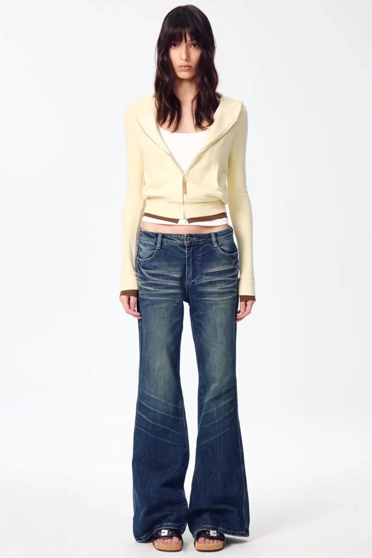 Color-Blocked Zipper Sweatshirt Top Set-Up