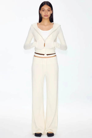 Color-Blocked Zipper Sweatshirt Top Set-Up