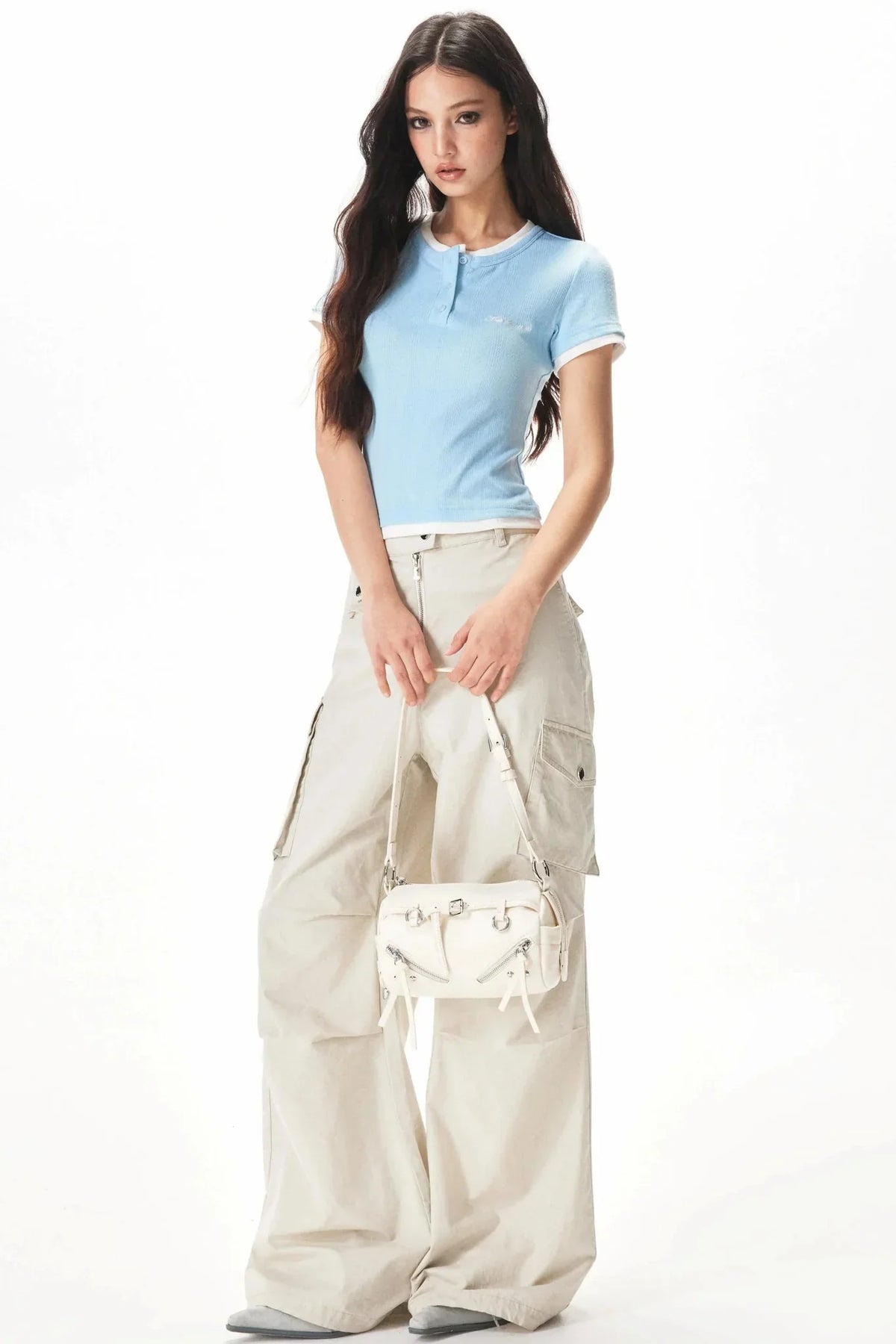 Color-Blocking Knit Short-Sleeve T-Shirt