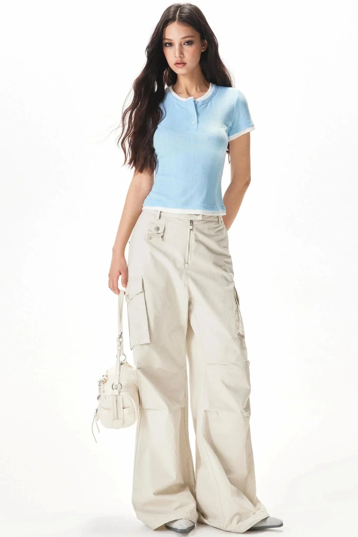 Color-Blocking Knit Short-Sleeve T-Shirt