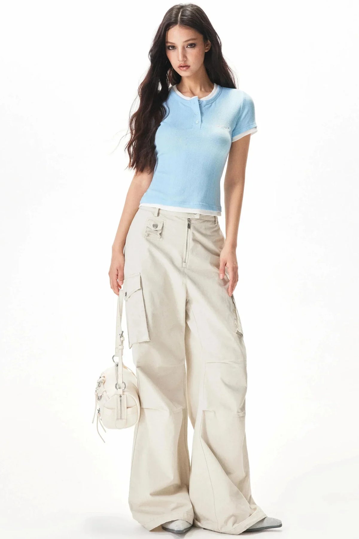 Color-Blocking Knit Short-Sleeve T-Shirt