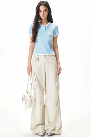 Color-Blocking Knit Short-Sleeve T-Shirt