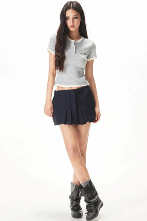 Color-Blocking Knit Short-Sleeve T-Shirt