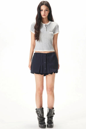 Color-Blocking Knit Short-Sleeve T-Shirt